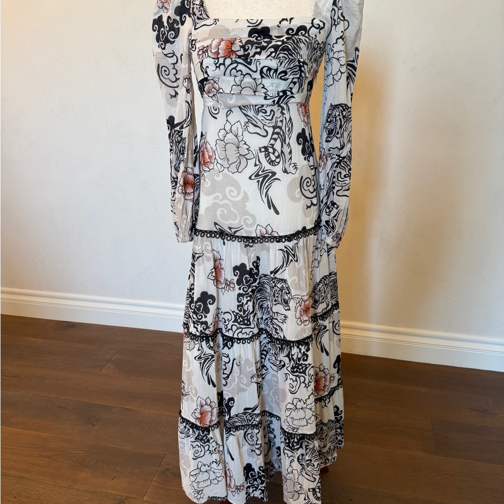 Pinko Black and White Floral Maxi Dress